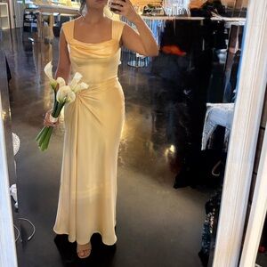 Birdy grey Mia matte satin Butter yellow bridesmaid dress size S